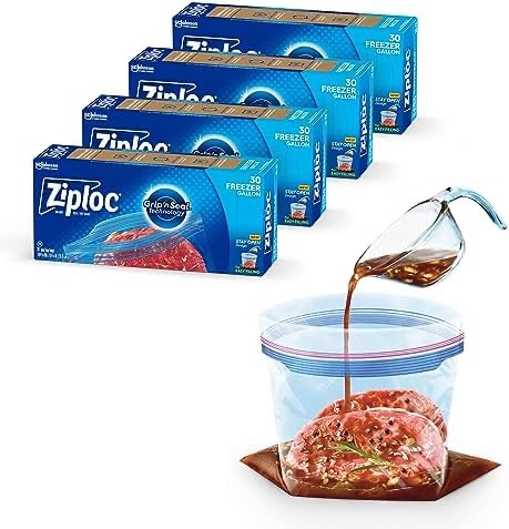 Amazon.com: Ziploc Gallon Food Storage Freezer Bags, Stay Open Design with Stand-Up Bottom, Easy to Fill, 28 Count : Health & Household 保鲜袋