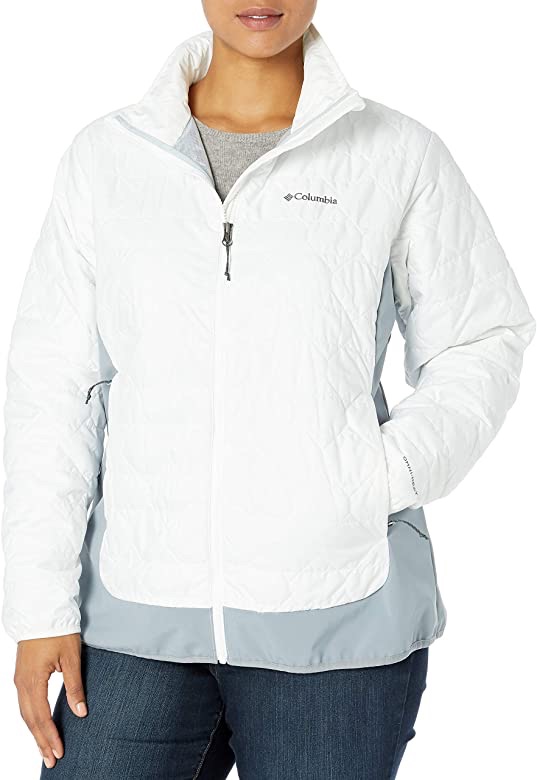 Columbia Women's Jackets, White/Trade Winds Grey, Large at Amazon Women’s Clothing store哥伦比亚女士夹克