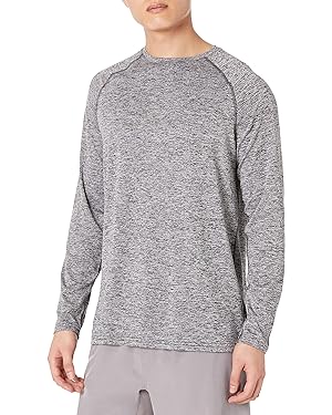 Amazon.com: Amazon Essentials Men&#39;s Tech Stretch Long-Sleeve T-Shirt (Available in Big&amp;Tall), Dark Grey Heather, Large : Clothing, Shoes &amp; Jewelry