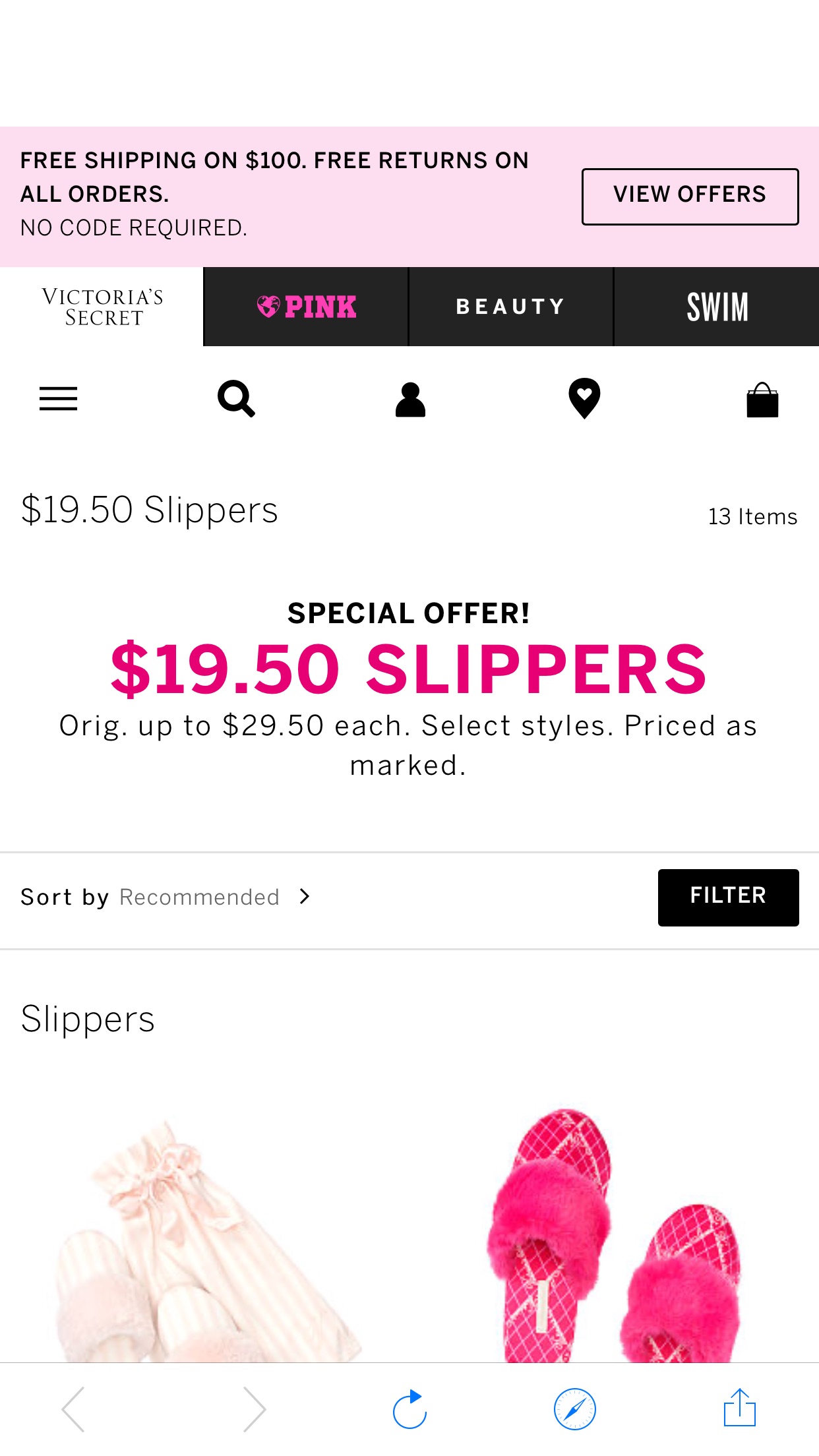 $19.50 Slippers - Victoria's Secret可爱拖鞋