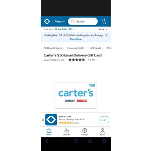 $39.98 Carter s $50 Email Delivery Gift Card - Sam s Club