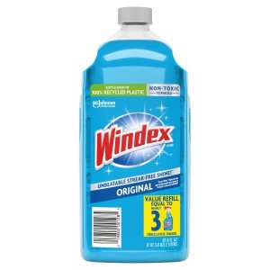 $4.89 Amazon.com: Windex 玻璃清洁剂补充装,原装蓝色,2 L