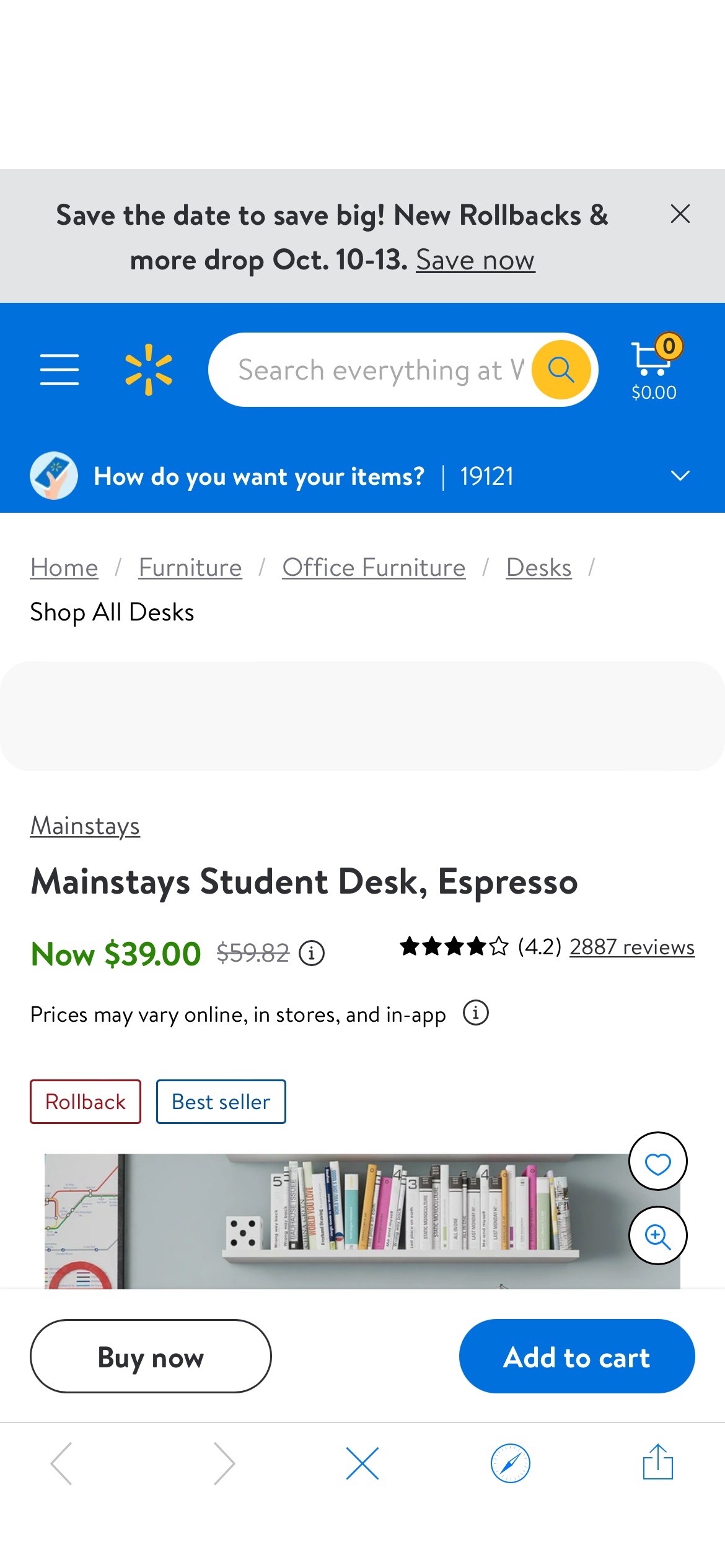 Mainstays Student Desk, Espresso - Walmart.com