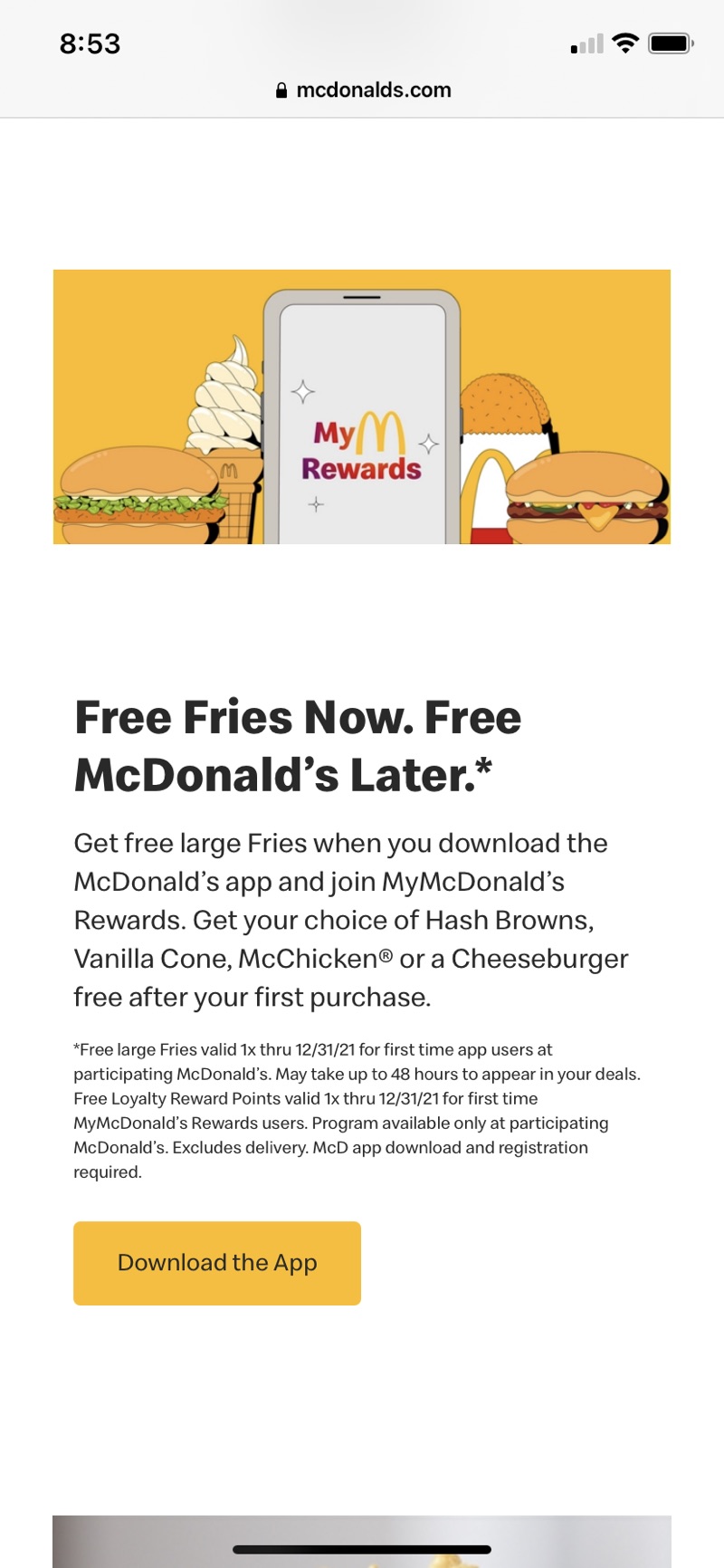 McDonald’s用app送薯条