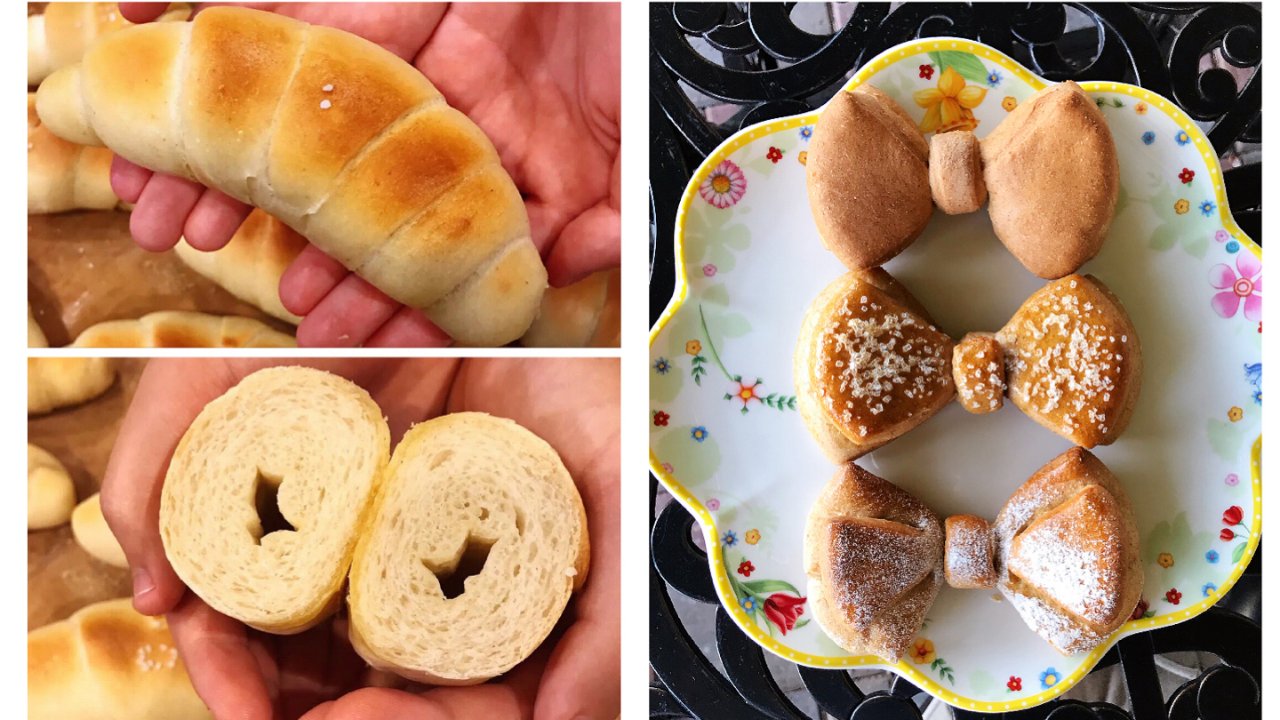 俩款必做面包～～小可爱日式盐面包&软萌妹子蝴蝶结🎀牛奶包
