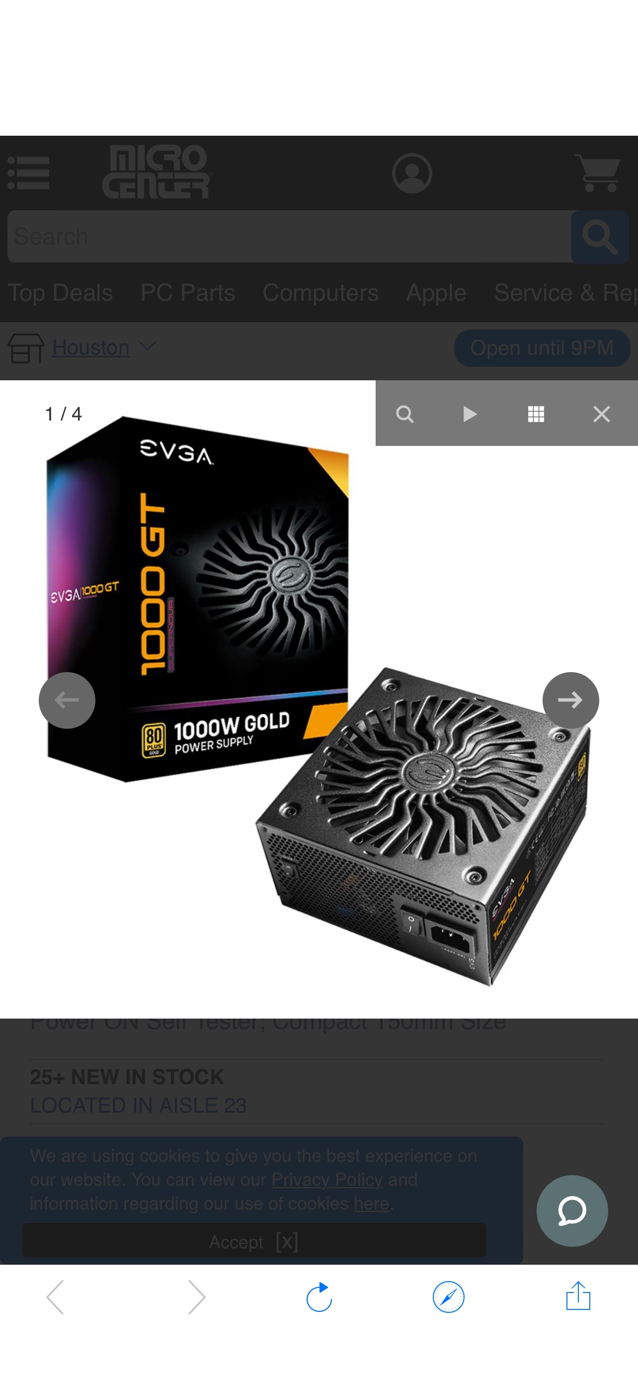EVGA SuperNOVA 1000 GT 80 Plus Gold 1000W Fully Modular Power Supply; Eco Mode with FDB Fan; 10 Year Warranty; Includes - Micro Center