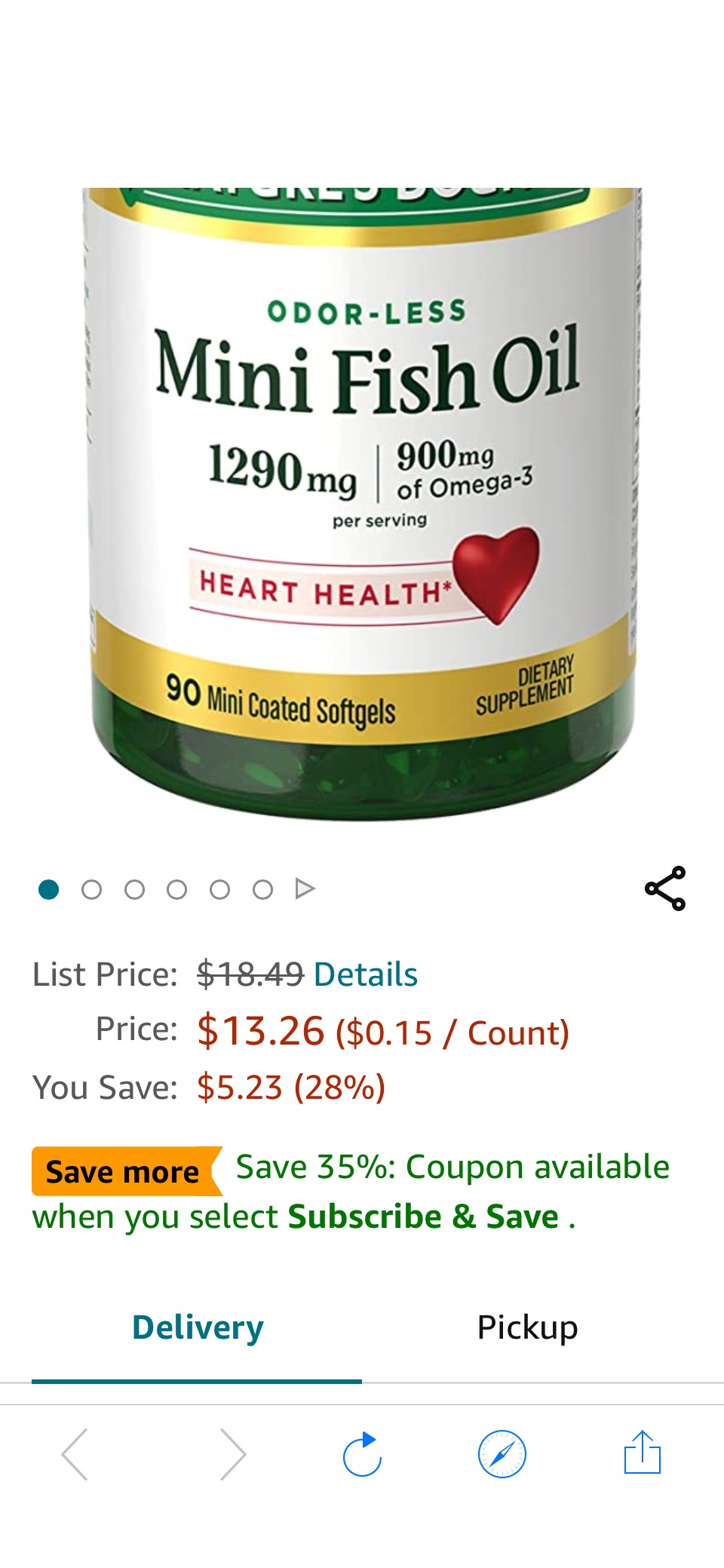 Amazon.com: Nature’s Bounty Mini Fish Oil Softgels 1290 mg, Omega-3, Supports Heart Health, Odor-Less, 90 Mini Coated Softgels : Health & Household