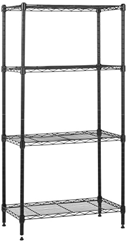 Amazon.com: Amazon Basics 4-Shelf Narrow Adjustable Storage Shelving Unit, 200 Pound Loading Capacity per Shelf, Steel Organizer Wire Rack, 13.4"D x 23.2"W x 48"H, Black : Home & Kitchen