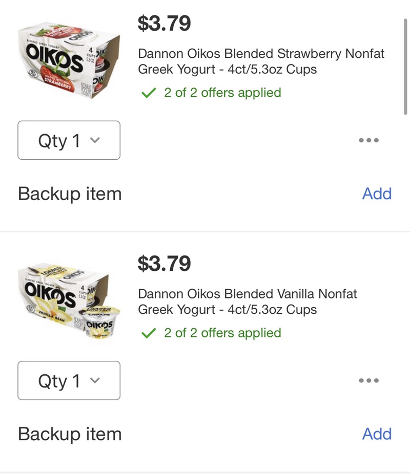 Dannon Oikos减糖无脂酸奶 4ct 两盒