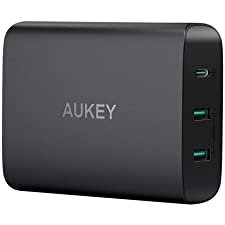 USB C Charger AUKEY 72W 3-Port Fast Charger with 60W Power Delivery 3.0 Ultra Compact PD Adapter, for MacBook Pro, Dell XPS, iPhone 11/11 Pro Max/SE, Galaxy S20, iPad Pro