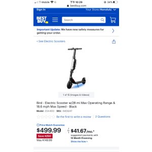 $499.9 Bird 电动滑板车