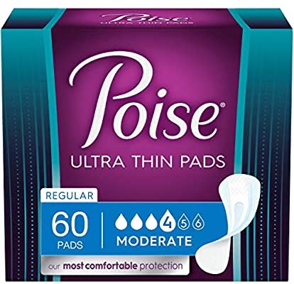 Amazon.com: Poise Ultra Thin Incontinence Pads for Women, Moderate Absorbency, Regular Length, 60 Count (Packaging May Vary): Health & Personal Care卫生巾