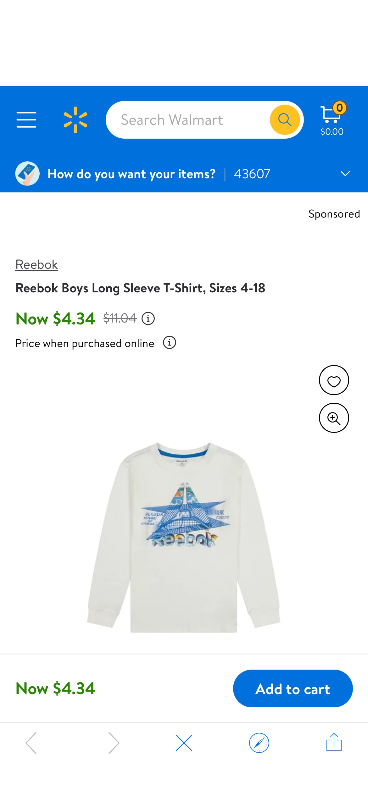 Reebok Boys Long Sleeve T-Shirt, 尺寸4-18 - Walmart.com