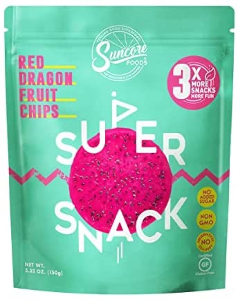 Amazon.com : Suncore Foods Supersnack - Red Pitaya Dragon Fruit Chips (Family Size 5.32oz) : Everything Else 火龙果