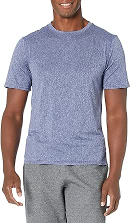 Amazon.com: Amazon Essentials Men&#39;s Tech Stretch Short-Sleeve T-Shirt, Navy Heather, Small : Clothing, Shoes &amp; Jewelry