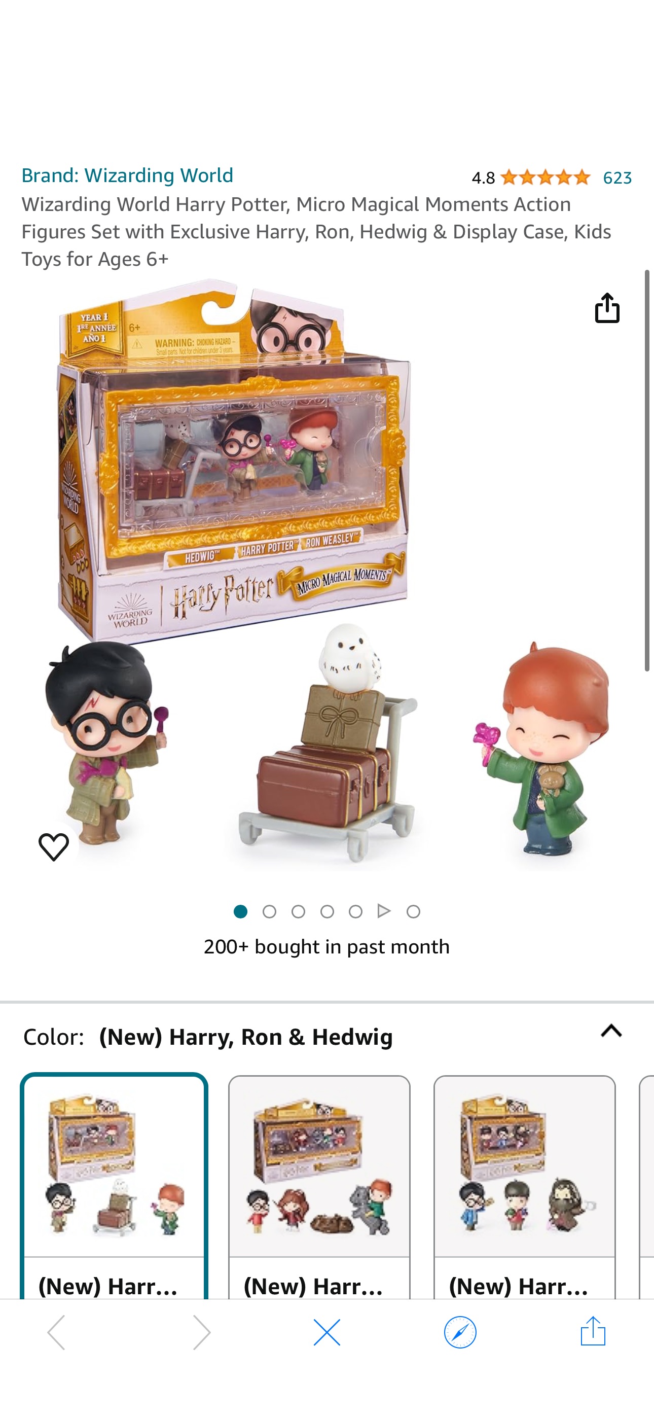 Amazon.com: Wizarding World Harry Potter, Micro Magical Moments Action Figures Set with Exclusive Harry, Ron, Hedwig & Display Case, Kids Toys for Ages 6+ : Toys & Games