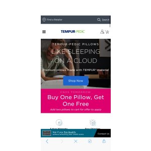 $119 Tempur-Pedic 枕头买一送一