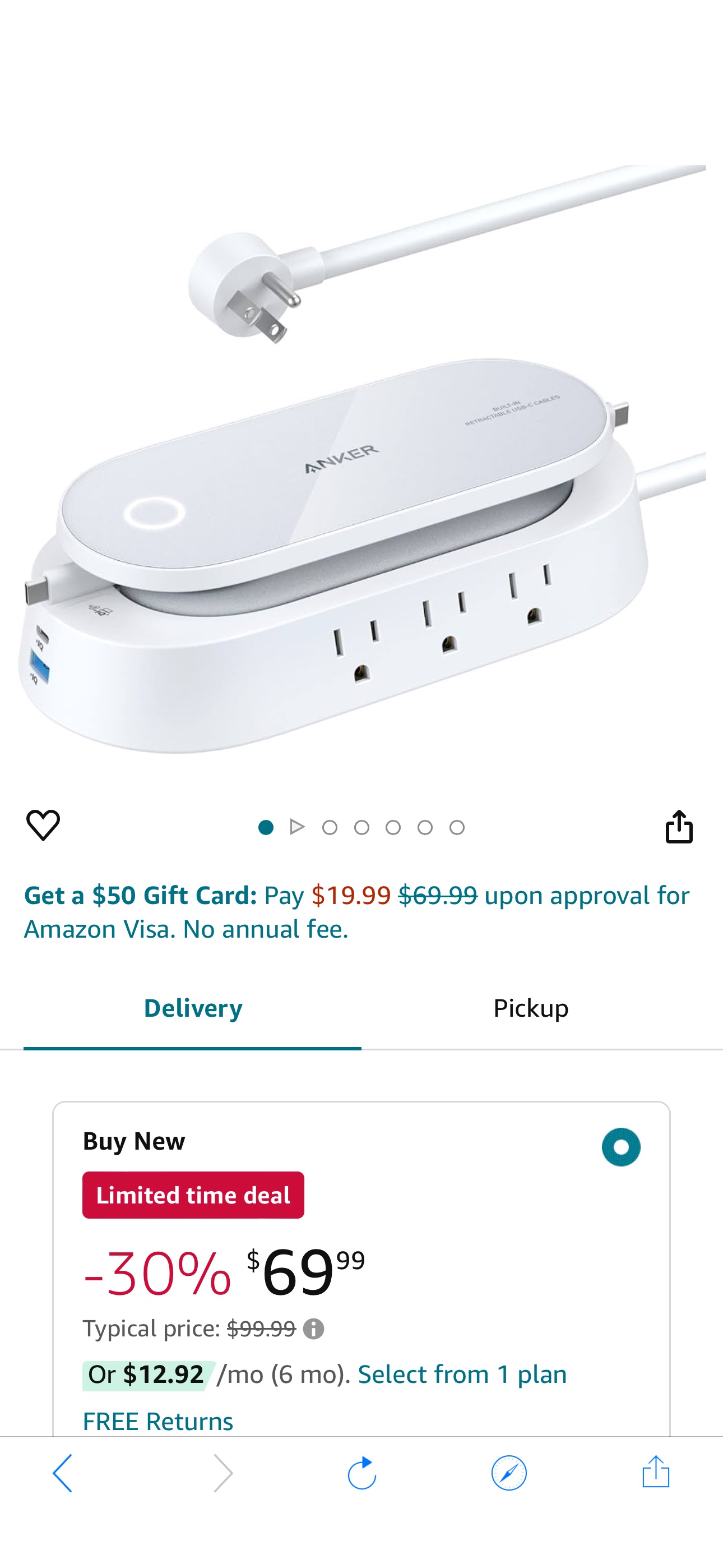 Amazon.com: Anker 647 Charging Station (100W), 10-in-1 Power Strip with 6 AC, 1 USB-A, 1 USB-C, 2 Retractable USB C Cables (3ft), 5ft Extension Cord,Power Delivery for Conference Rooms, Desktop Access