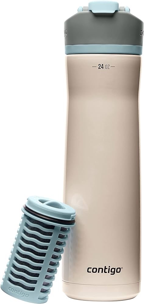 Amazon.com: Contigo Clybourn Chill Freeflow Filtration Stainless Steel Water Bottle with Spill-Proof Lid, 24oz Filtered Water Bottle with Carbon Fiber Filter, Lasts up to 6 Months