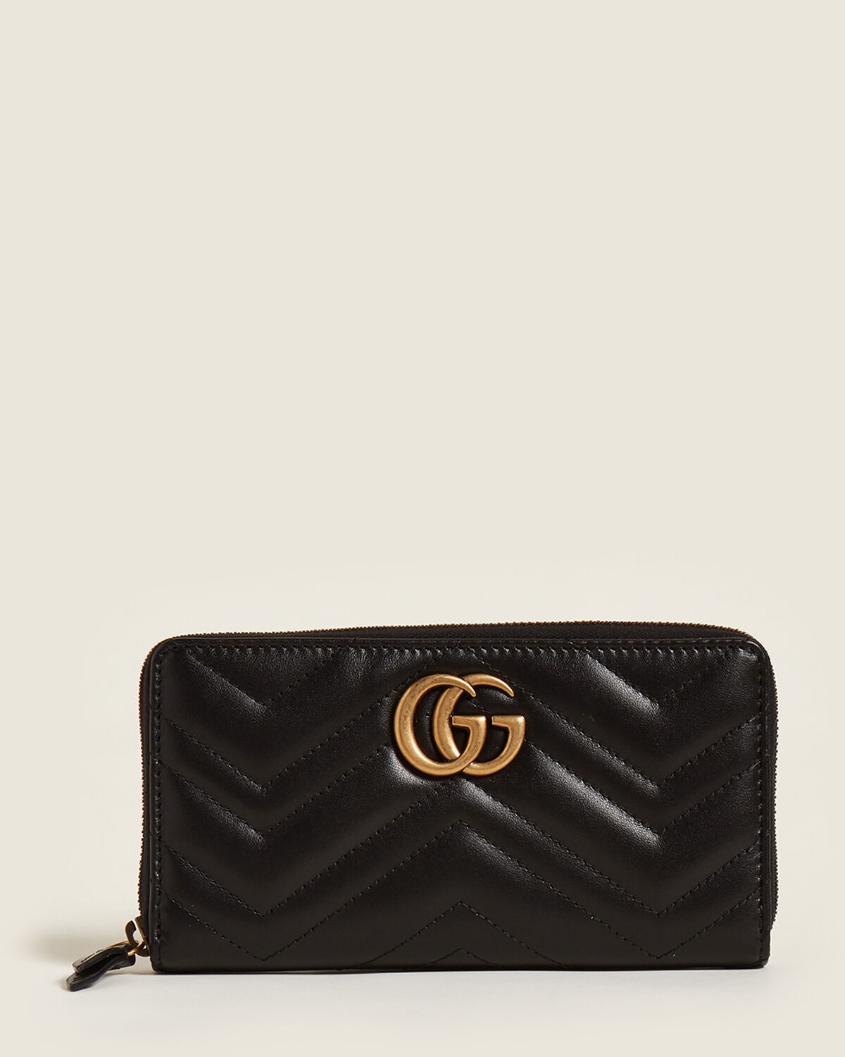 Gucci 折扣 Black Marmont Leather Zip-Around Wallet | C21