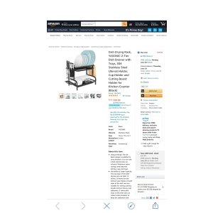 $15.99 Amazon.com - Dish Drying Rack, YASONIC 2-Tier Dish Drainer with Trays, 304 Stainless Steel Utensil Holder, Cup Holder and Cutting Board Holder for Kitchen Counter (Black) -沥水盘