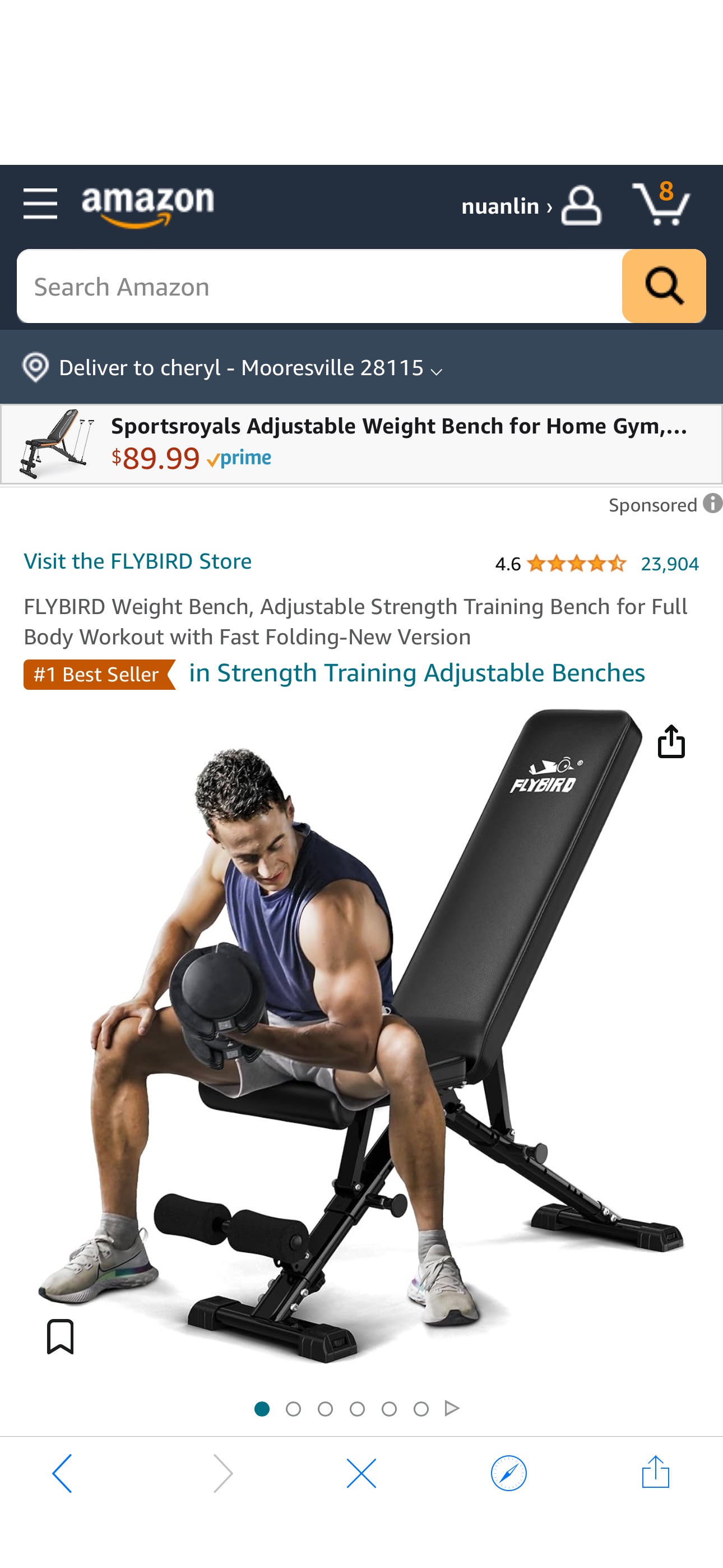 Amazon.com : FLYBIRD Weight Bench, Adjustable Strength Training Bench for Full Body Workout with Fast Folding-New Version : Sports & Outdoors