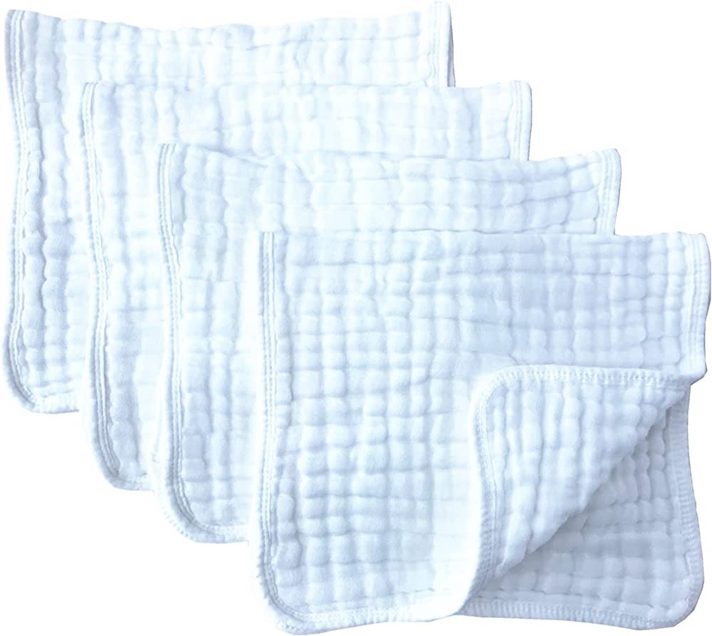 Amazon.com: Synrroe Muslin Burp Cloths 4 Pack Large 20" by 10" 100% Cotton 6 Layers Extra Absorbent and Soft : Baby