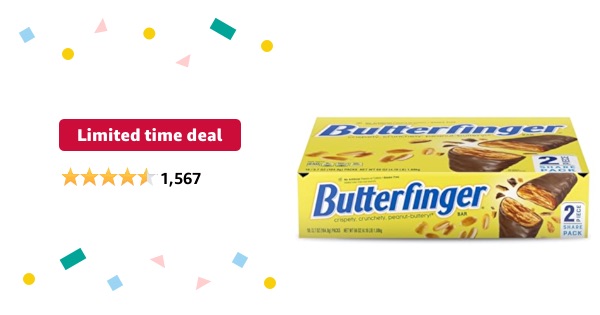 Limited-time deal: Butterfinger, Bulk 18 Pack, Chocolatey, Peanut-Buttery, Individually Wrapped Candy Bars, Share Pack, 3.7 oz Each
