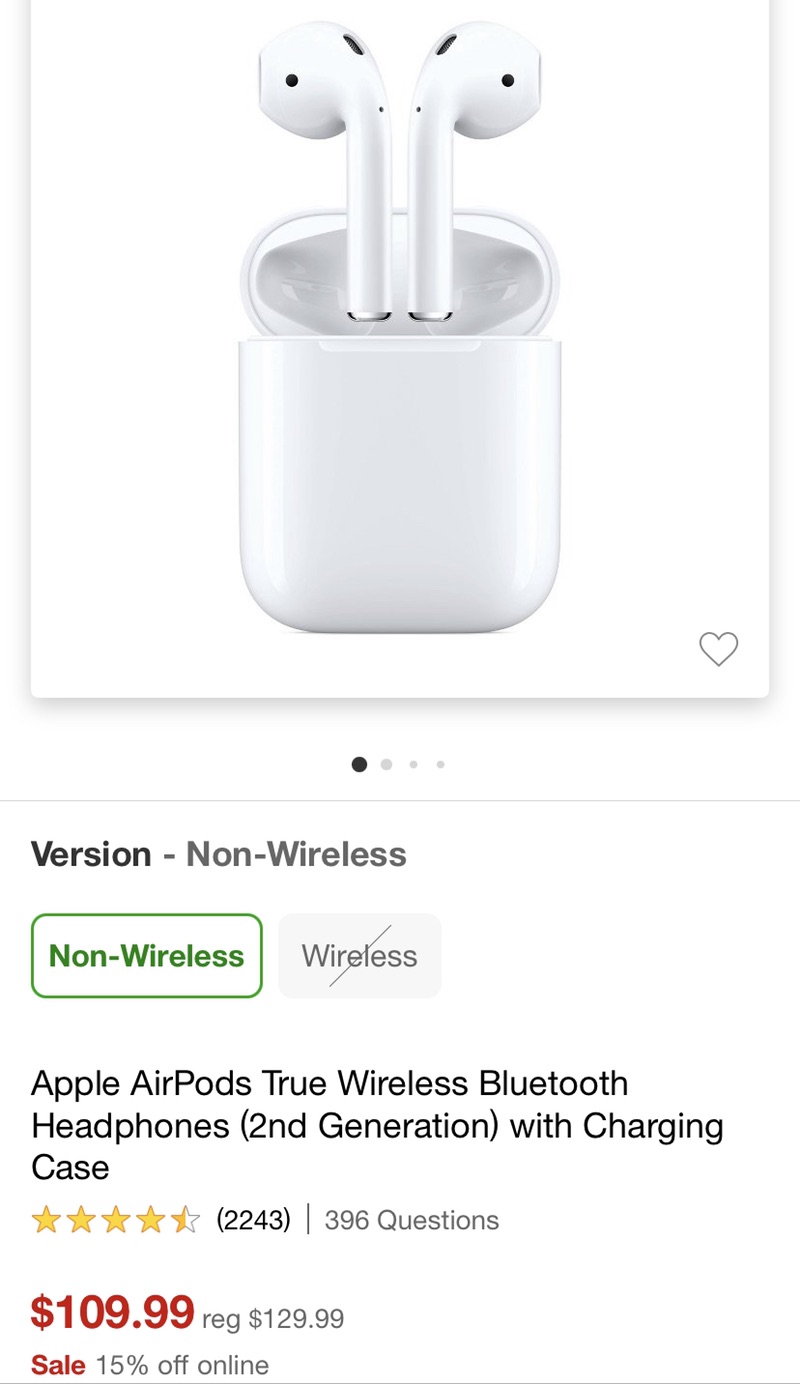 苹果2代AirPods无线耳机Apple Airpods (2nd Generation) : Target