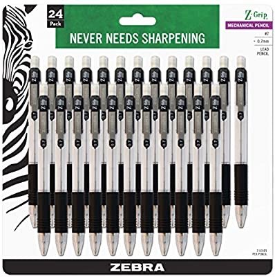 Z-Grip Mechanical Pencil, 0.7mm Point Size, HB #2 Graphite, Black Grip, 24 Pack