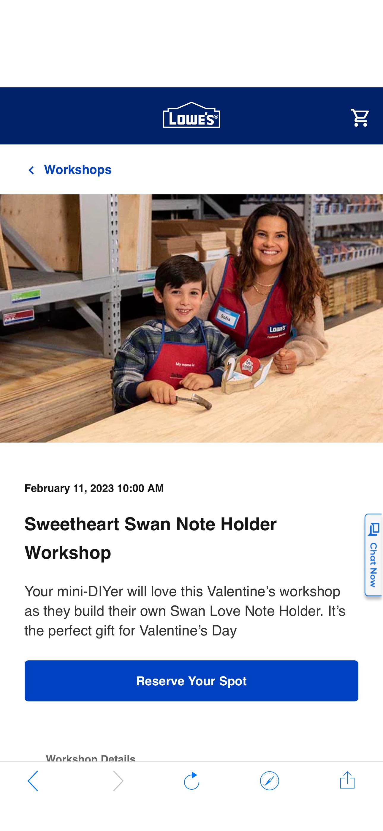 Sweetheart Swan Note Holder Workshop
二月份lowe’s 手工活动注册