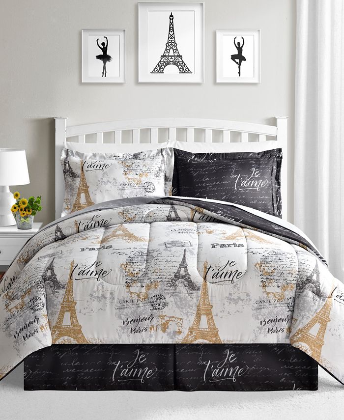 Fairfield Square Collection Paris Gold Reversible 8 Pc. Comforter Sets, Created for Macy's - Macy's