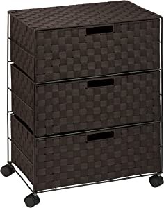 Double Woven 3-Drawer Chest Storage Organizer, Espresso Brown, 19.5L x 13W x 26H