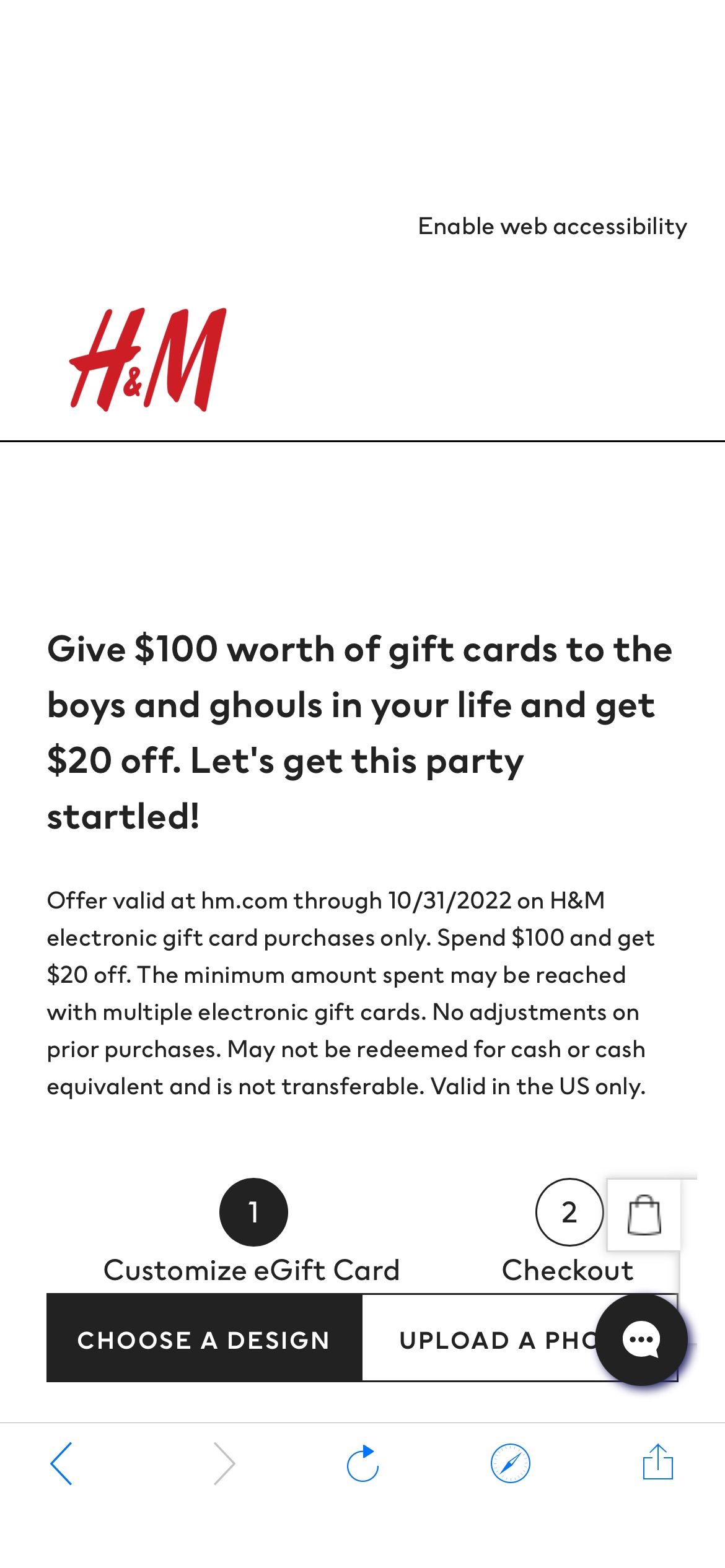 H&M USA Gift Cards满减活动