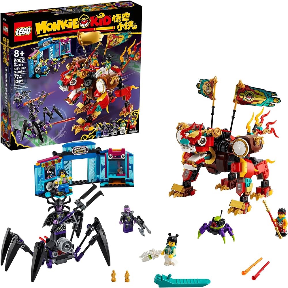 Amazon.com: LEGO Monkie Kid: Monkie Kid's Lion Guardian 80021 Building Kit; Cool Mech Toy for Kids; Battle Playset Featuring a Mech, Battle Rig, Buildable Arcade with Toy-Grabbing Game and 5 Minifigur