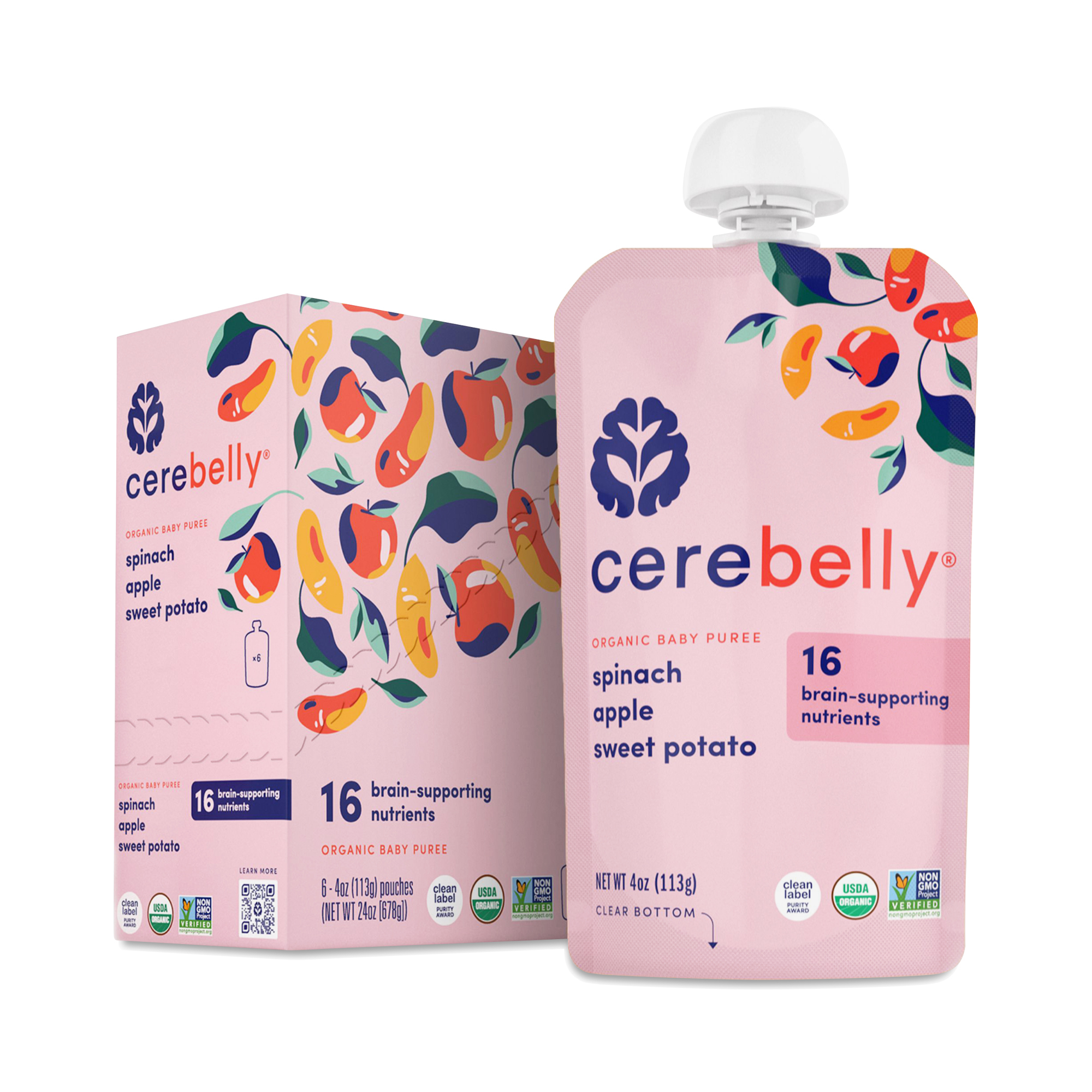 Cerebelly Organic Baby Food, Spinach, Apple &amp; Sweet Potato | Thrive Market