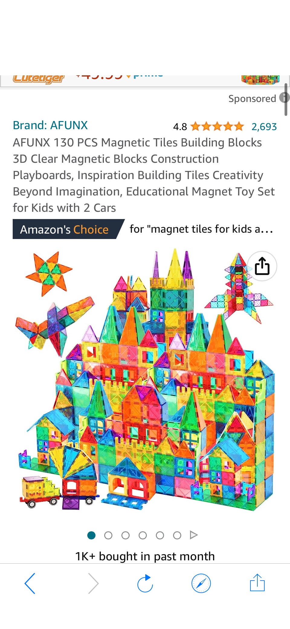 Amazon.com: AFUNX 130 PCS Magnetic Tiles Building Blocks 3D Clear Magnetic Blocks Construction Playboards, Inspiration Building Tiles Creativity Beyond原价59.99