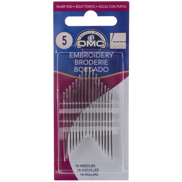 DMC 1765-5 Embroidery Hand Needles, 15-Pack, Size 5