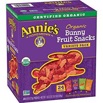 Annie's安妮兔子有机水果软糖544g零食24包水果味