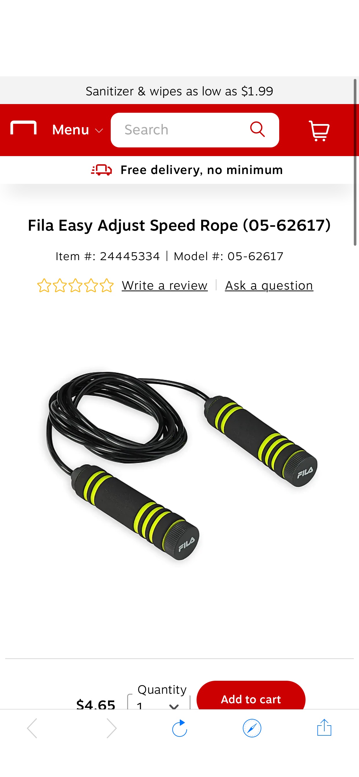 Fila Easy Adjust Speed跳绳 Rope (05-62617) at Staples