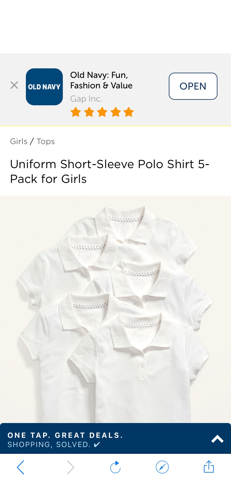 Uniform Short-Sleeve Polo Shirt 5-Pack for Girls | Old Navy女孩短袖校服
