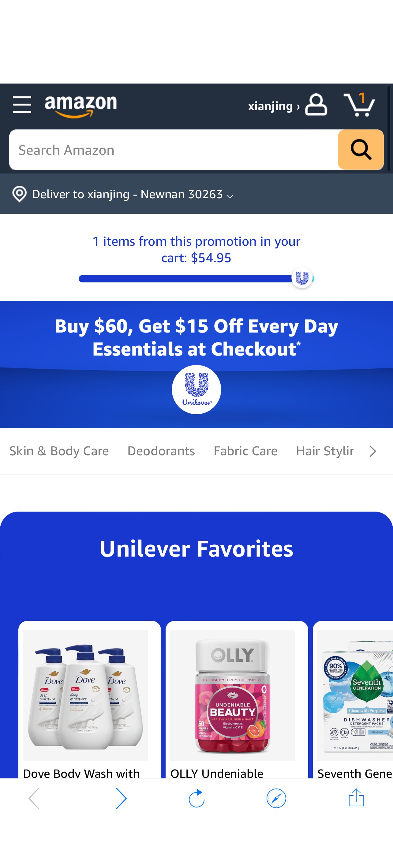 Amazon.com: Unilever日用品等 满60减15