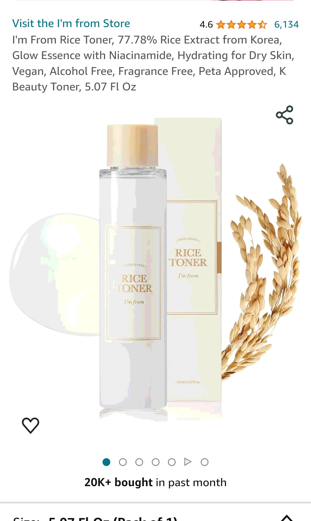 Amazon.com : I'm From Rice Toner, 77.78% Rice Extract from Korea, Glow Essence with Niacinamide, Hydrating for Dry Skin, Vegan, Alcohol Free, Fragrance Free, Peta Approved, K Beauty Toner, 5.07 Fl Oz 