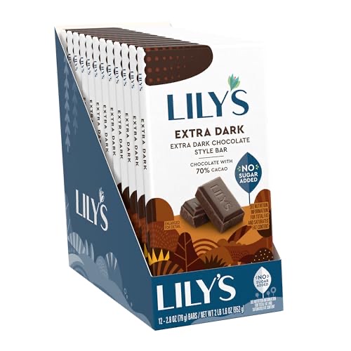 LILY'S Extra Dark Chocolate Style No Sugar Added, Sweets Bars, 2.8 oz (12 Count) B07HL75TNH