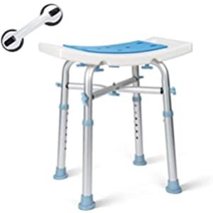 $49.99 Amazon.com: Medokare Shower Stool - Padded Shower Chair with Handles for Bathtub - Tote Bag, Adjustable, Tool-Free Assembly Bathroom Stool Designed for Seniors & Elderly Adults: Kitchen & Dining浴室椅