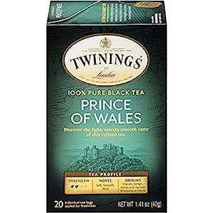 Prince of Wales Individually Wrapped Black Tea Bags, 20 Count (Pack of 6)