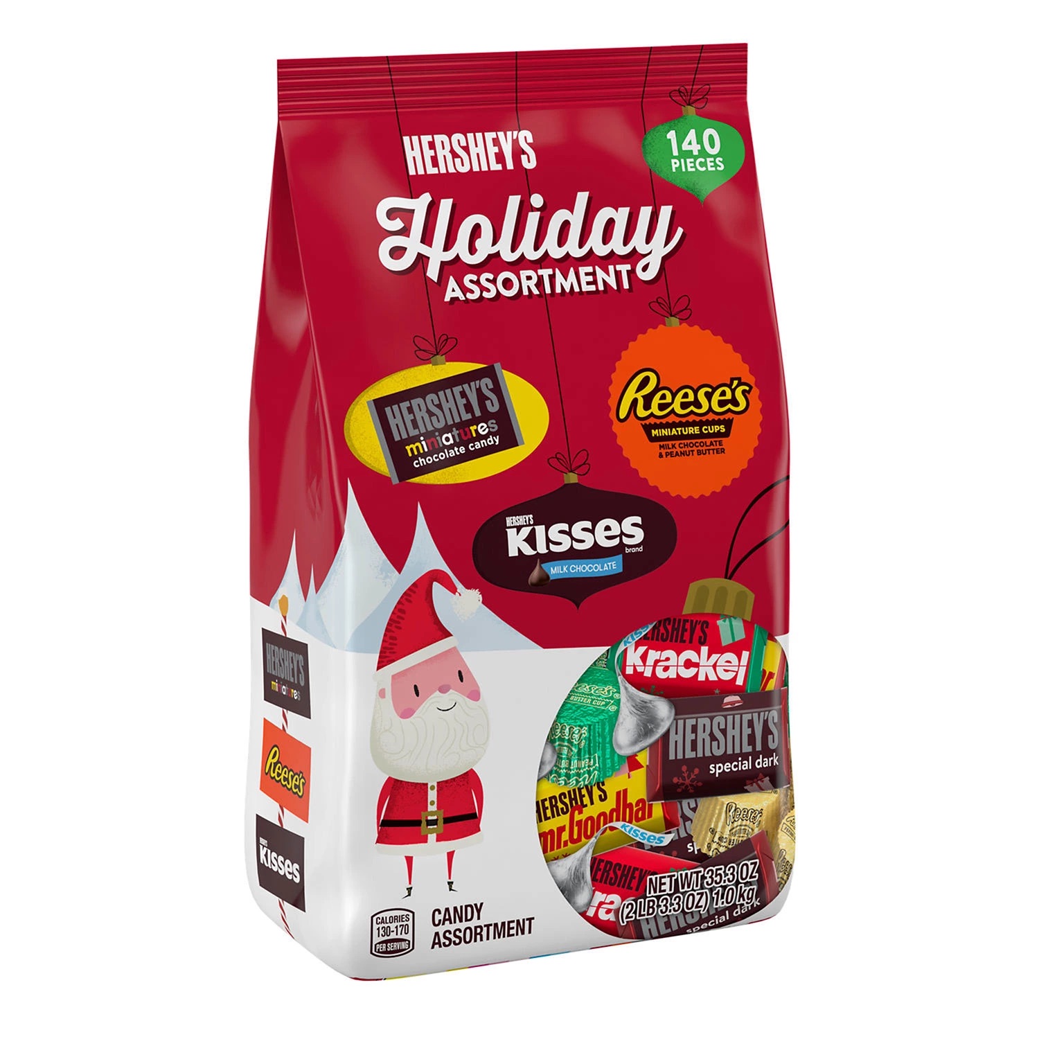 HERSHEY'S and REESE'S Assorted Chocolate, Christmas Candy Bag (35.3 oz., 140 pcs.) - Sam's Club