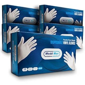 MEDD MAX Disposable Vinyl Gloves Powder Free  Medium (Pack of 500)