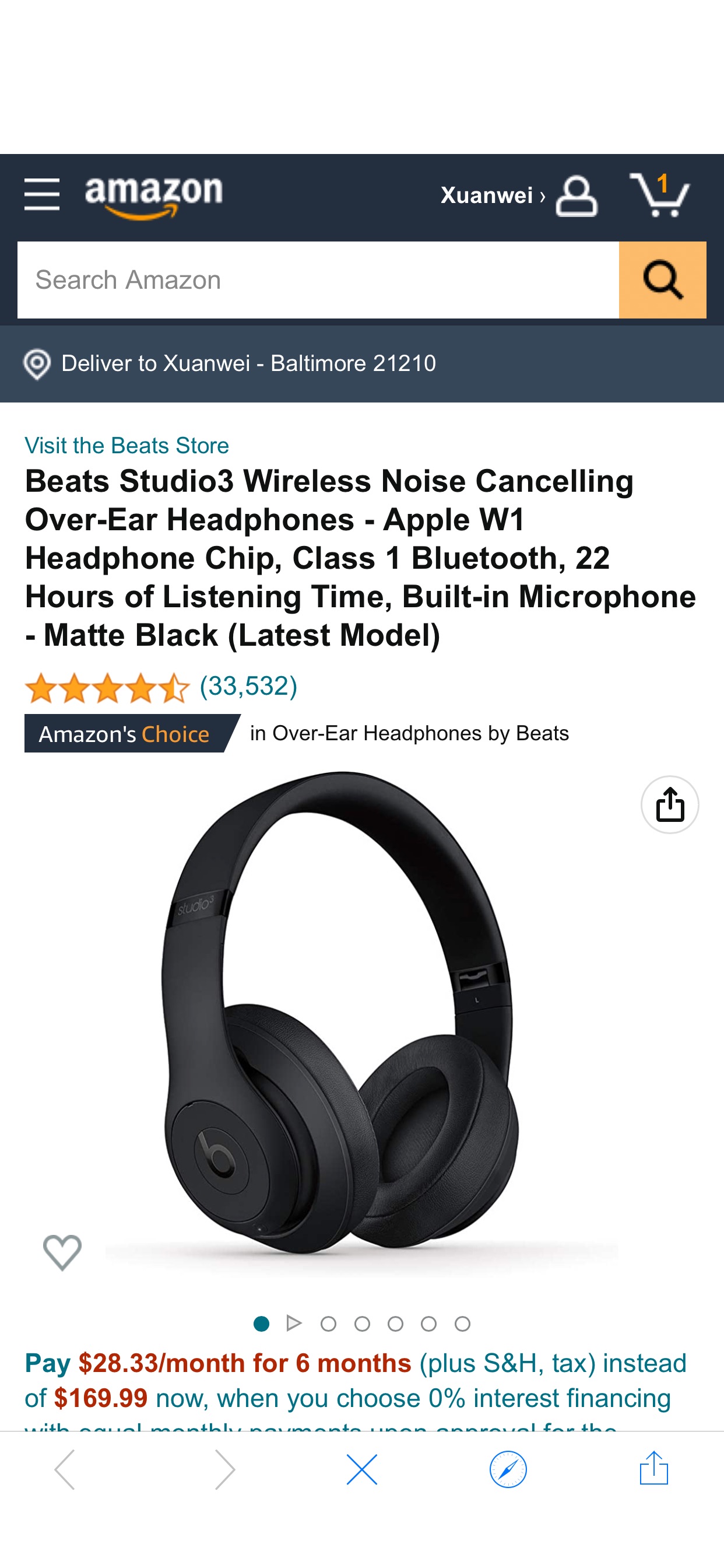 Amazon.com: Beats Studio3 Wireless Noise Cancelling Over-Ear Headphones