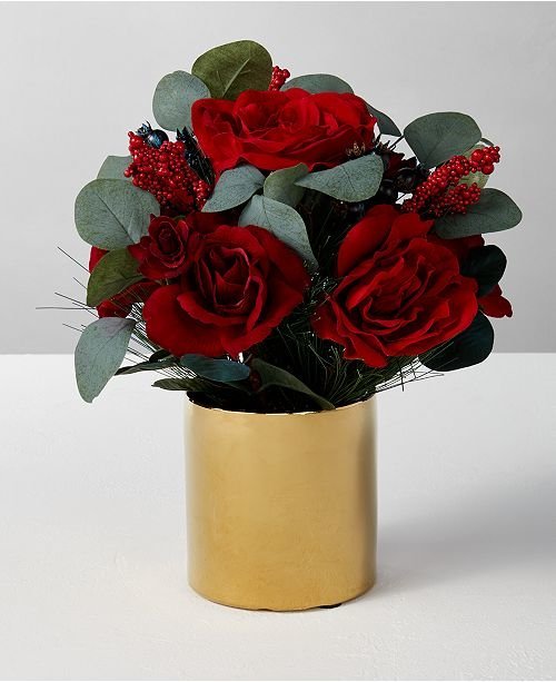 Martha Stewart Collection Rose & Pine Artificial Arrangement, Created for Macy's & Reviews - All Botanicals - Home Decor - Macy's